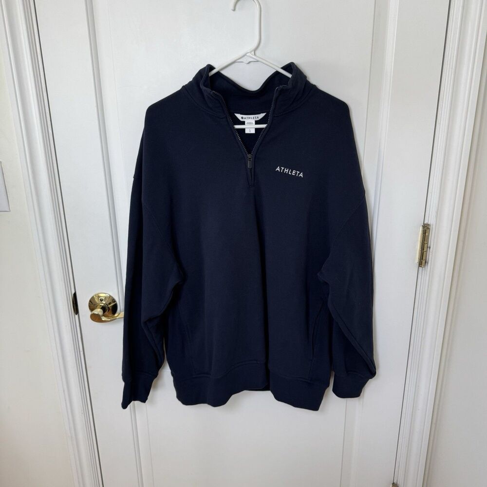NWT Athleta Forever Fleece 1/4 Zip Sweatshirt Large - Picture 3 of 7